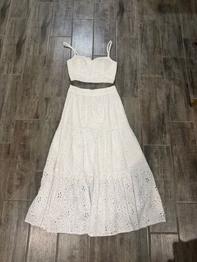 Lilly Pulitzer White Eyelet Maxi Skirt & Top - Women's Set
